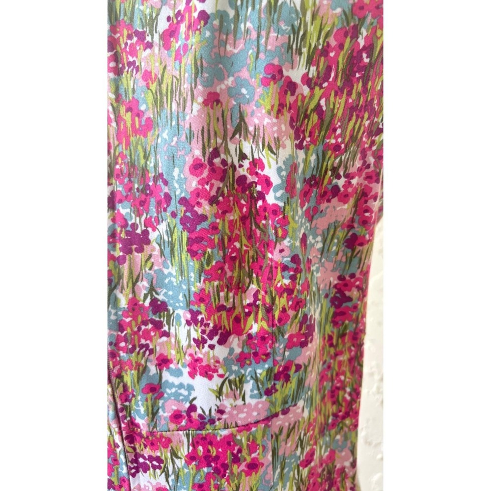 Sag Harbor Dress Womens 10 Pink Blue Floral Fit Flare Cotton Stretch Sleeveless - Picture 8 of 13
